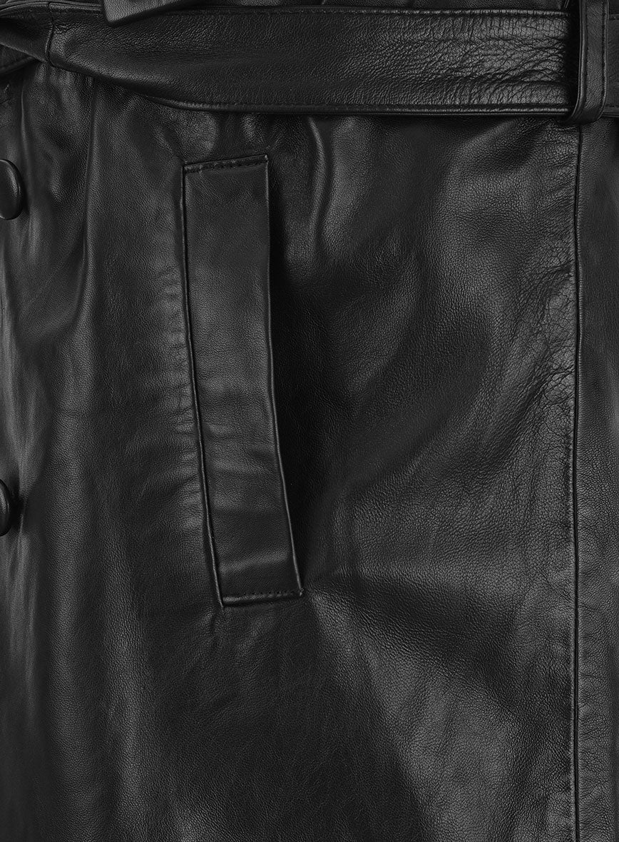 70s Vintage Leather Trench Coat - Image 4