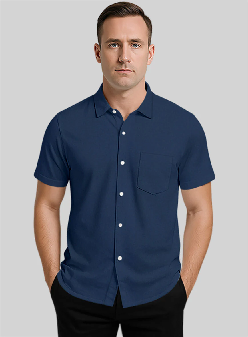 Air Blue Stretch Poplene Shirt - Image 2