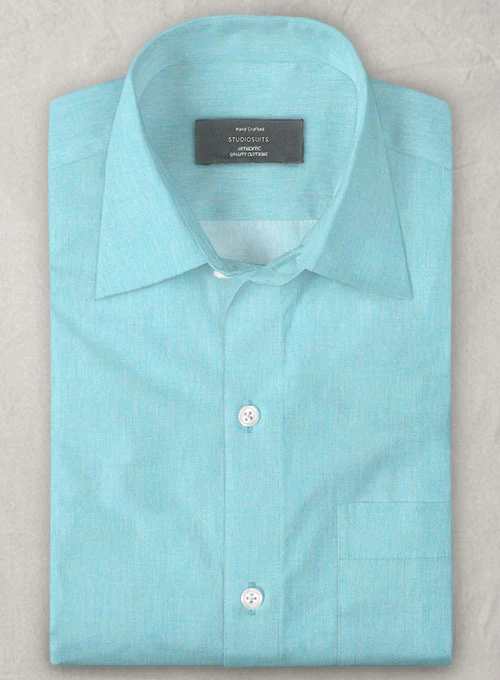 Aqua Blue Luxury Twill Shirt - Image 2