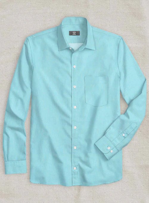 Aqua Blue Luxury Twill Shirt - Image 2