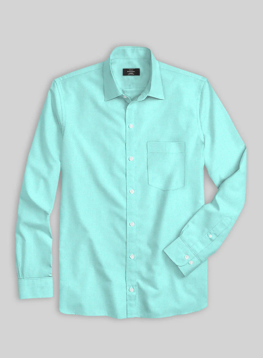 Aqua Blue Stretch Poplene Shirt - Image 3