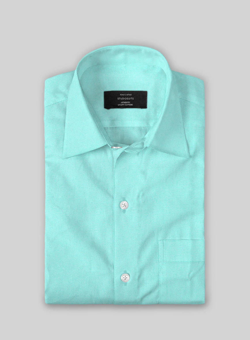 Aqua Blue Stretch Poplene Shirt - Image 3
