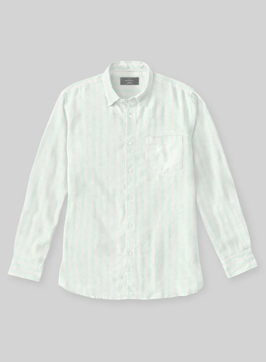 Aqua Shore Stripe Cotton Shirt - Image 3