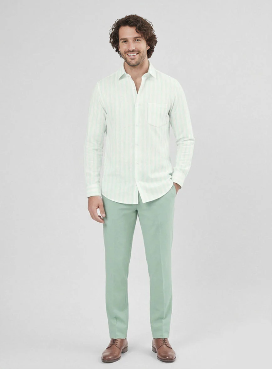 Aqua Shore Stripe Cotton Shirt - Image 5