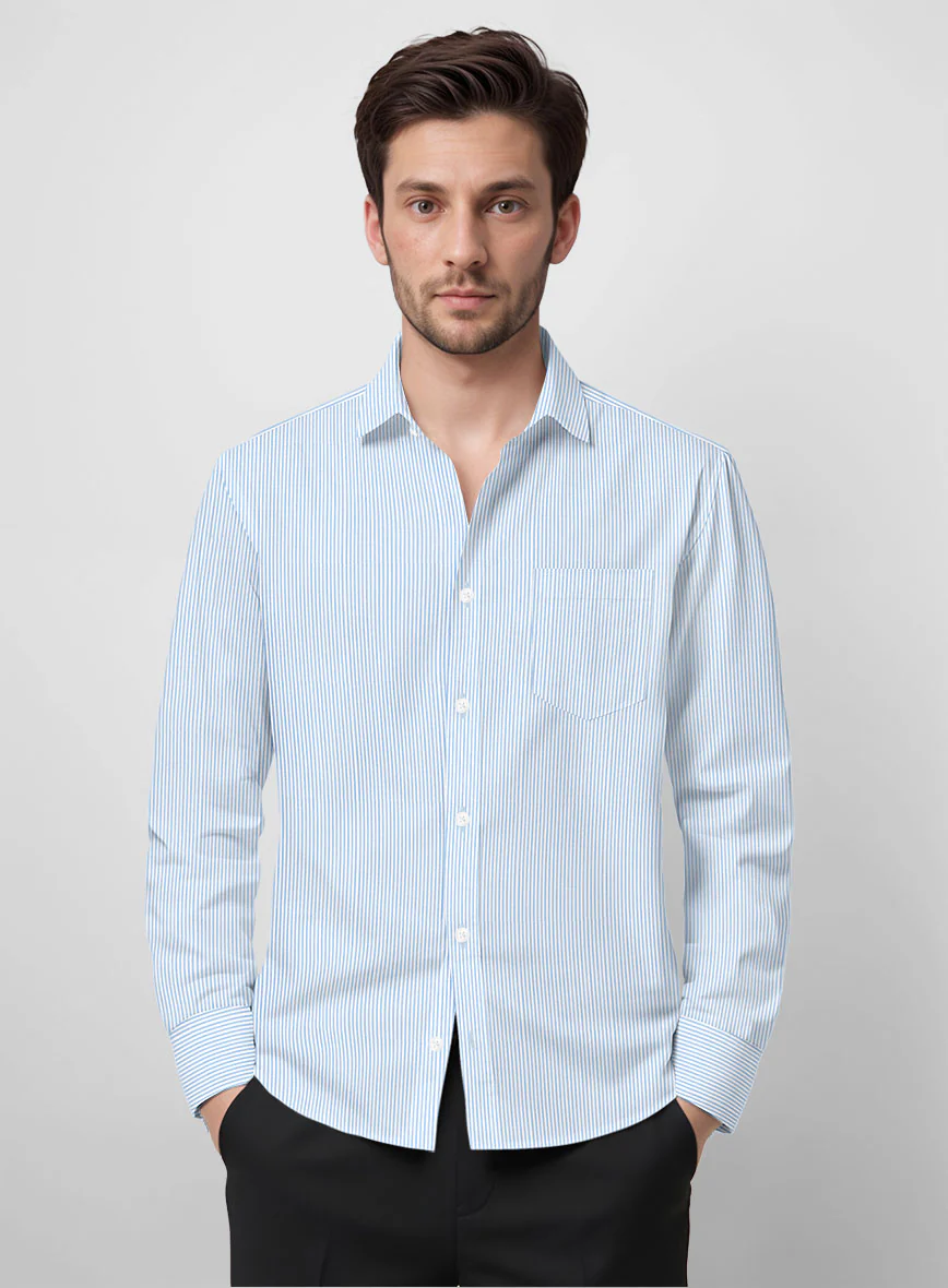 Arctic Pinstripe Classic Cotton Shirt - Image 2