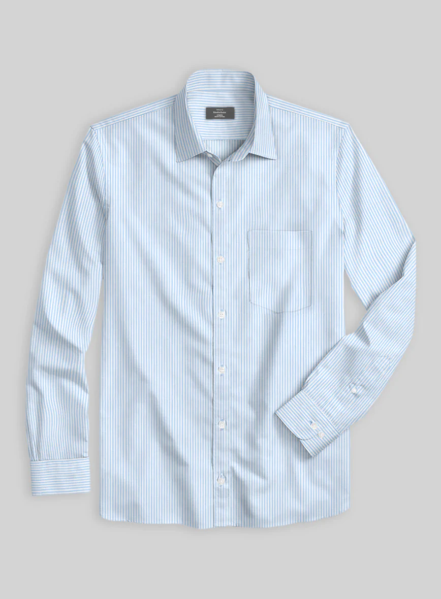 Arctic Pinstripe Classic Cotton Shirt - Image 3