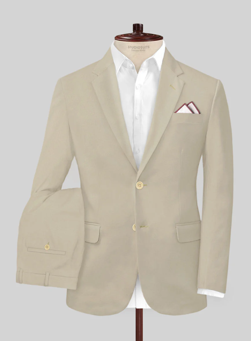 Army Khaki Stretch Chino Suit - Image 2