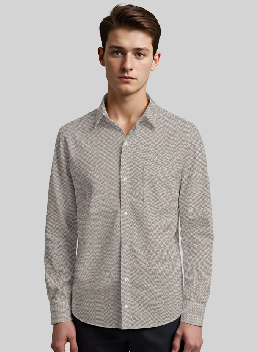 Ashley Gray Herringbone Cotton Shirt - Image 2