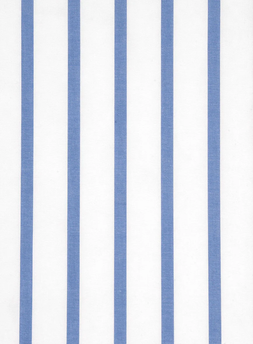 Azure Bar Stripe Cotton Lycra Shirt - Image 4