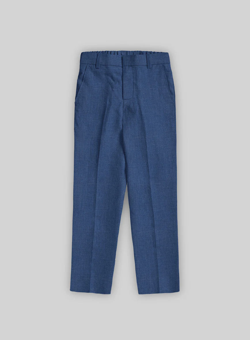 Azure Blue Linen Boys Suit - Image 4
