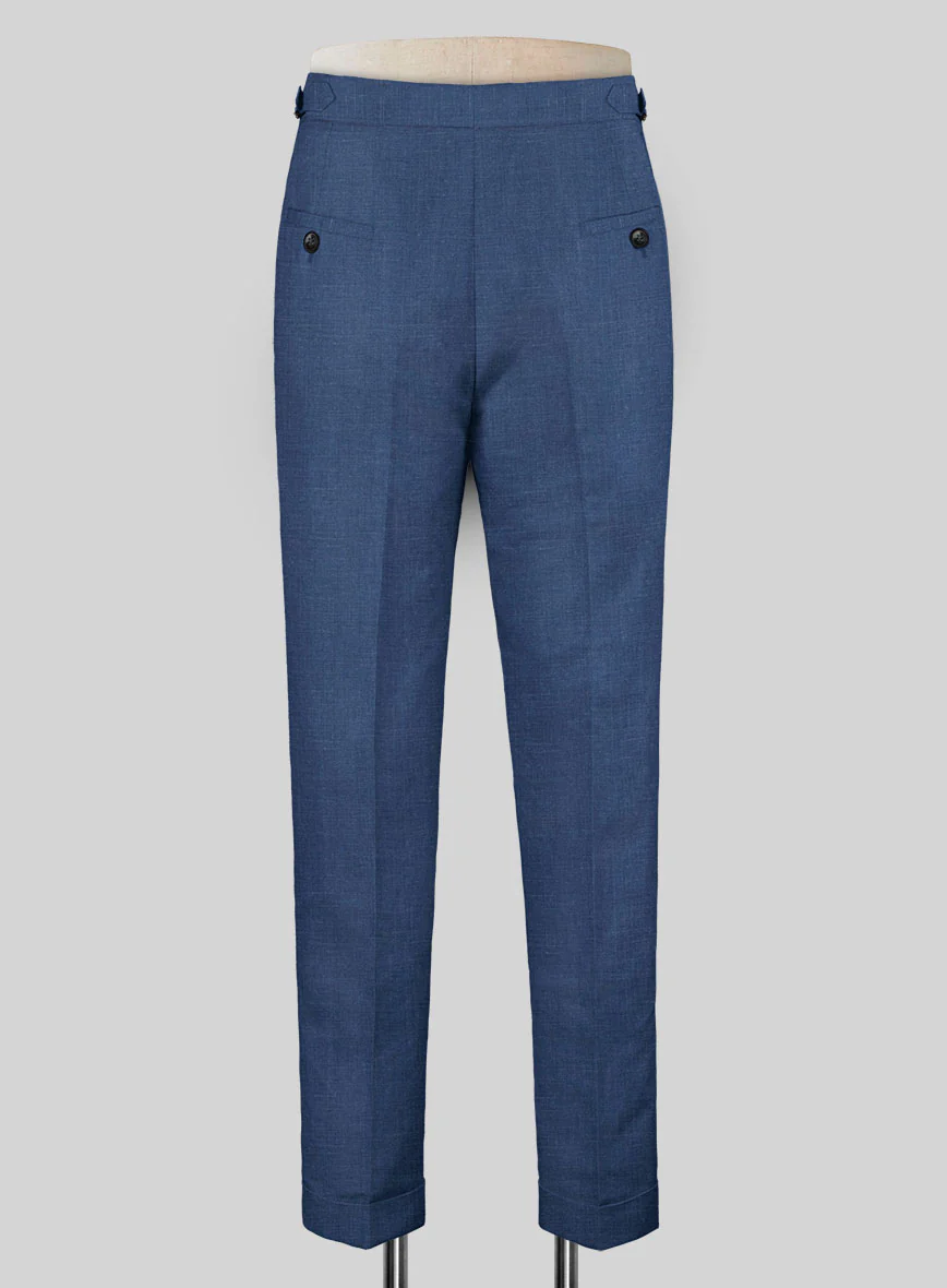 Azure Blue Linen Highland Trousers - Image 3