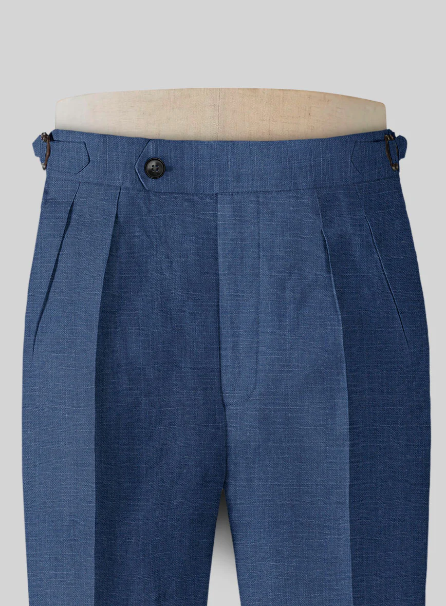Azure Blue Linen Highland Trousers - Image 4