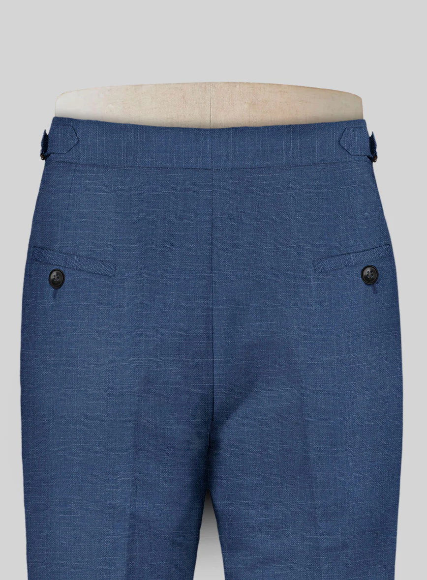 Azure Blue Linen Highland Trousers - Image 5