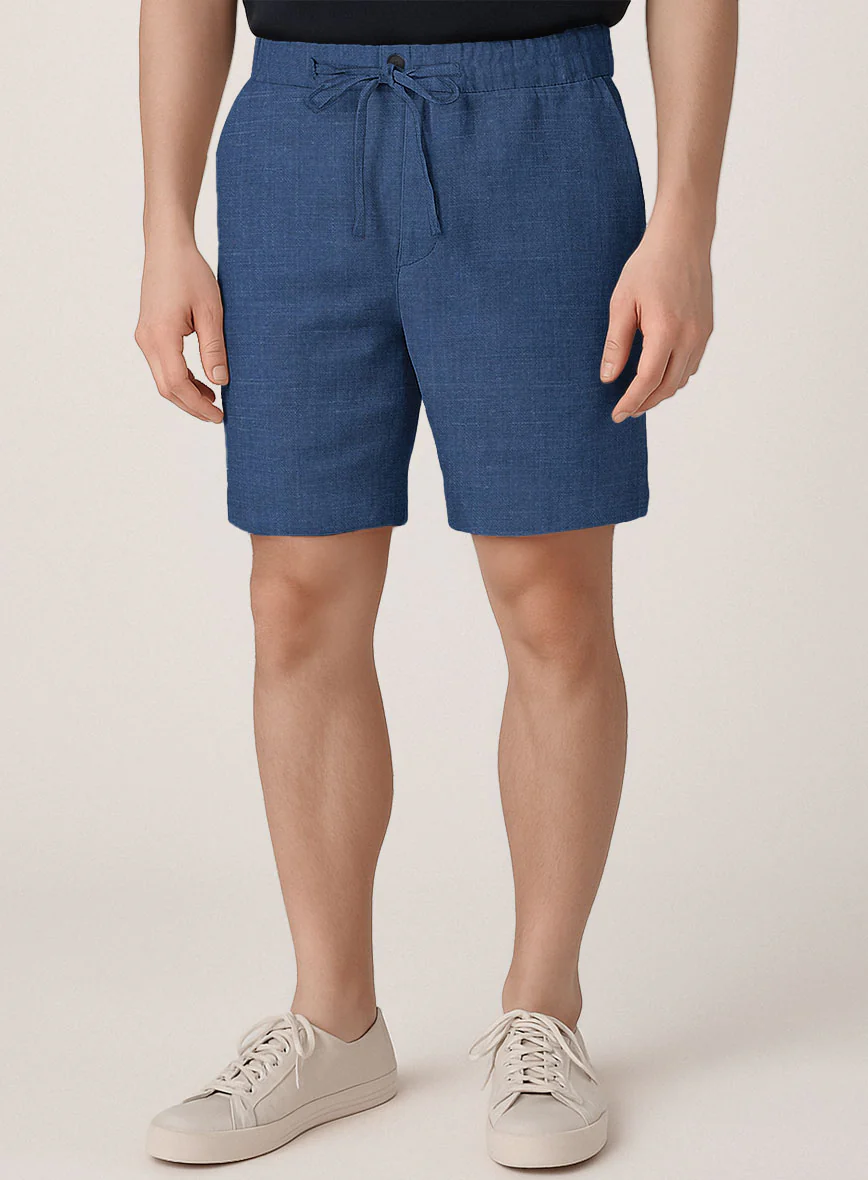 Azure Blue Linen Shorts - Image 2