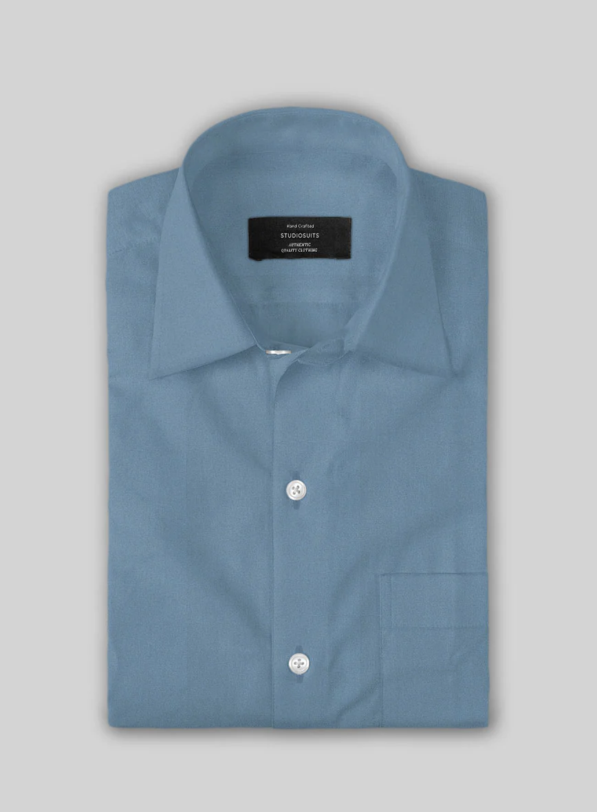Azure Blue Stretch Poplene Shirt - Image 3