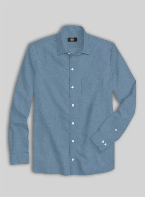 Azure Blue Stretch Poplene Shirt - Image 3