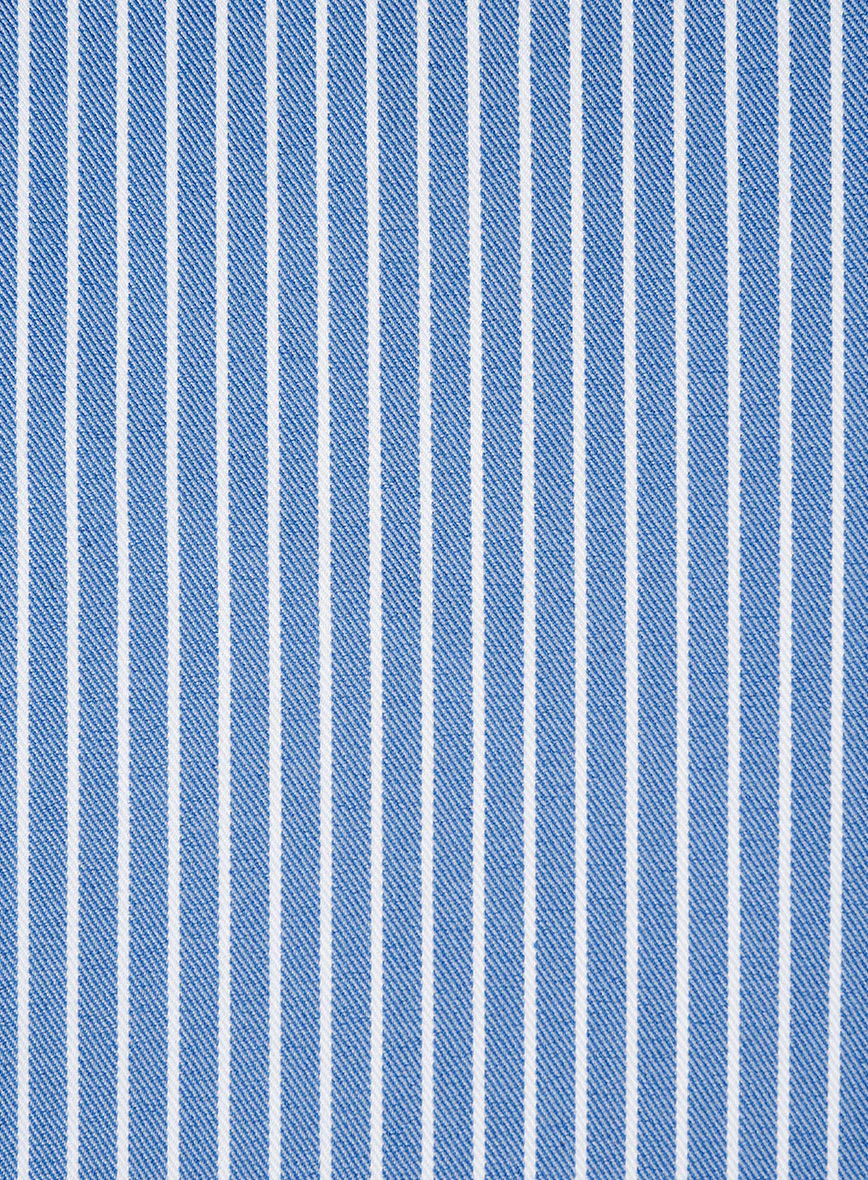 Azure Blue Stripe Cotton Shirt - Image 3