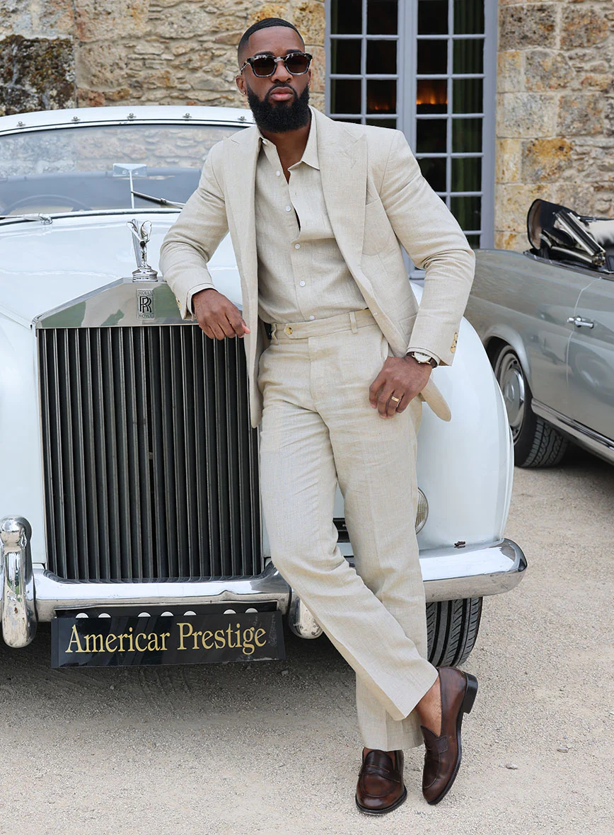 Barn Beige Pablo Style Linen Suit - Image 2