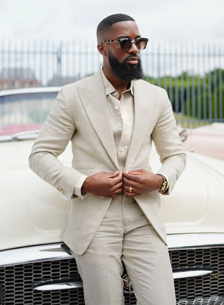 Barn Beige Pablo Style Linen Suit - Image 3