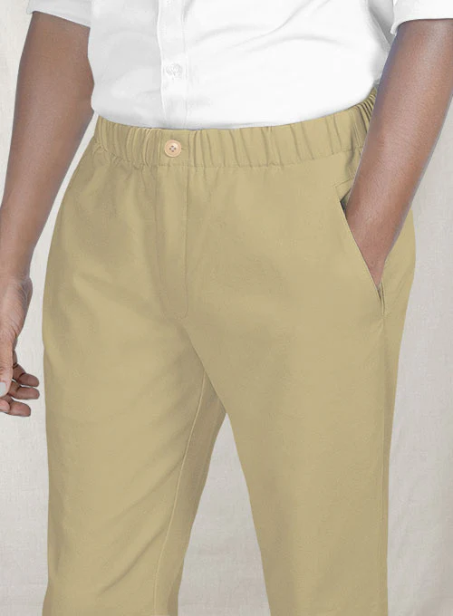 Easy Pants Beige Cotton Canvas - Image 4