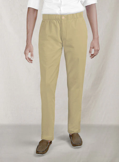 Easy Pants Beige Cotton Canvas - Image 8