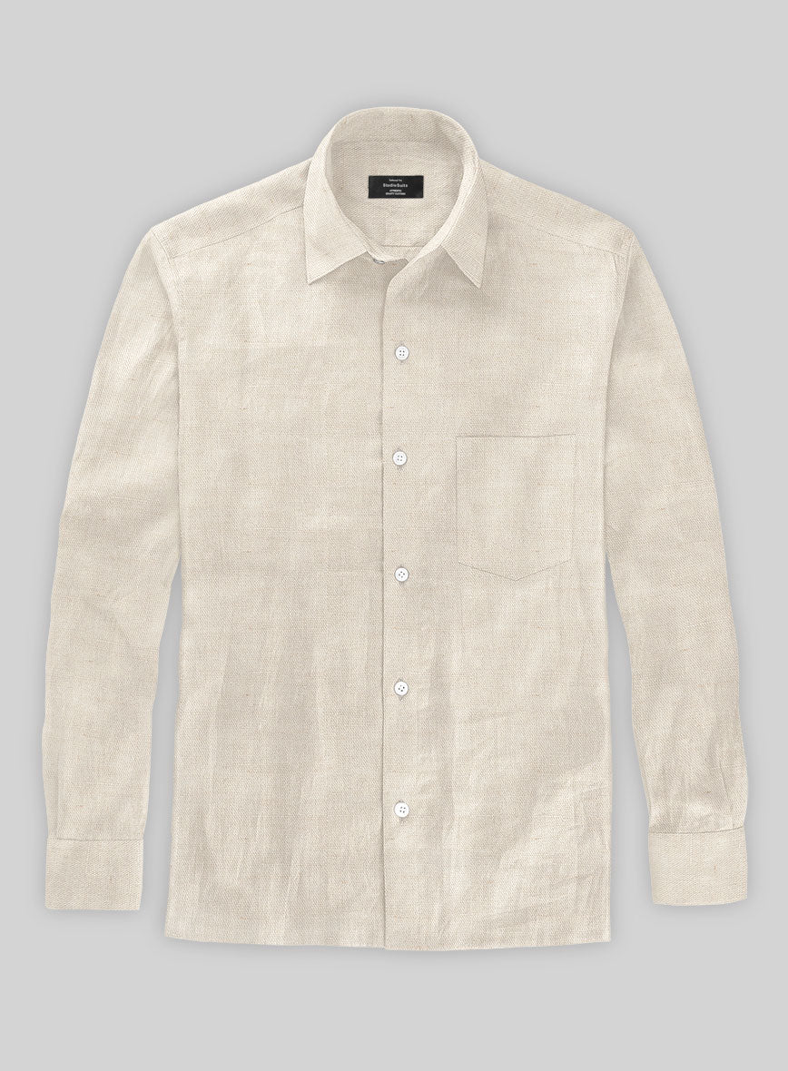 Beige Cotton Linen Shirt - Image 3