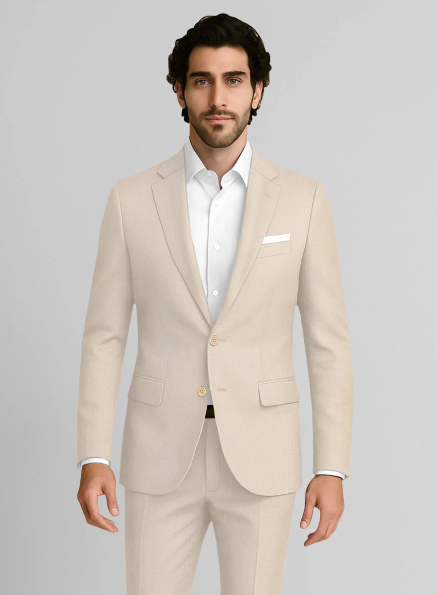 Beige Cotton Power Stretch Chino Jacket - Image 2