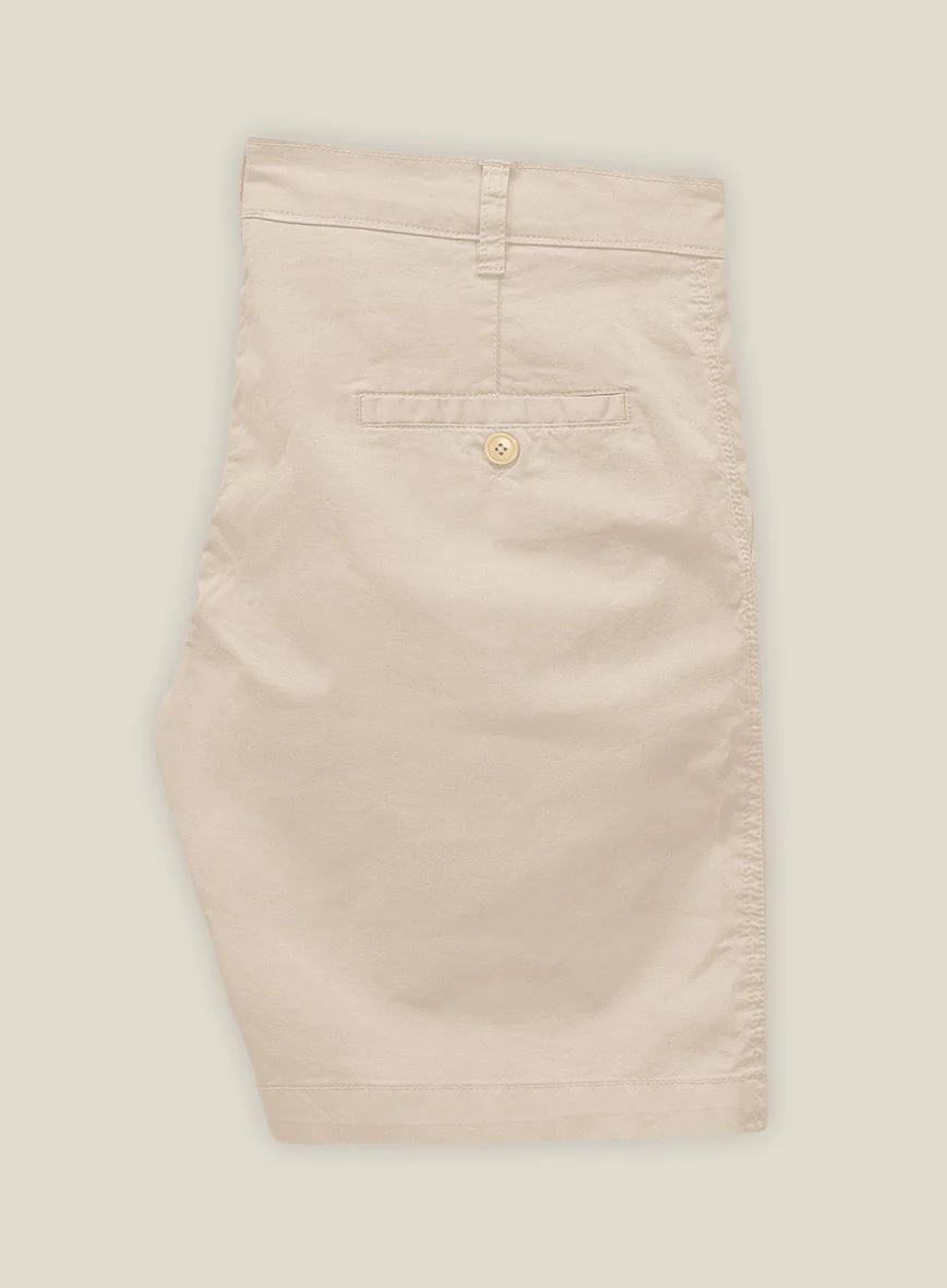 Beige Cotton Power Stretch Chino Shorts - Image 3