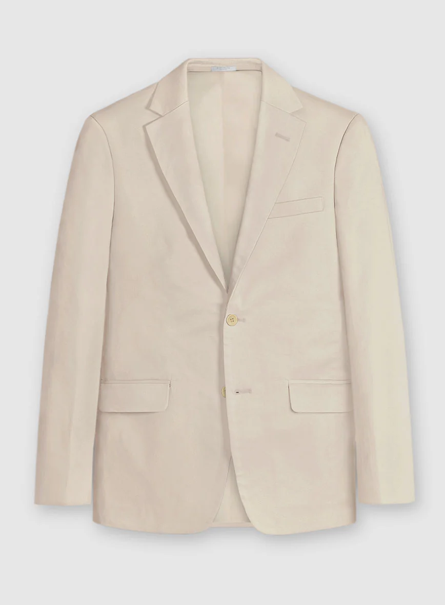 Beige Cotton Power Stretch Chino Suit - Image 2