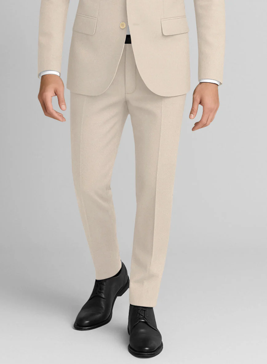 Beige Cotton Power Stretch Chino Suit - Image 5