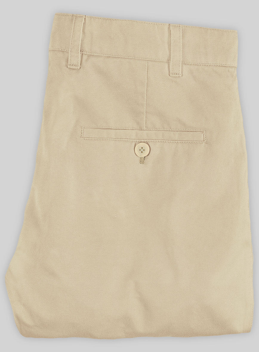 Washed Beige Feather Cotton Canvas Stretch Chino Pants - Image 3