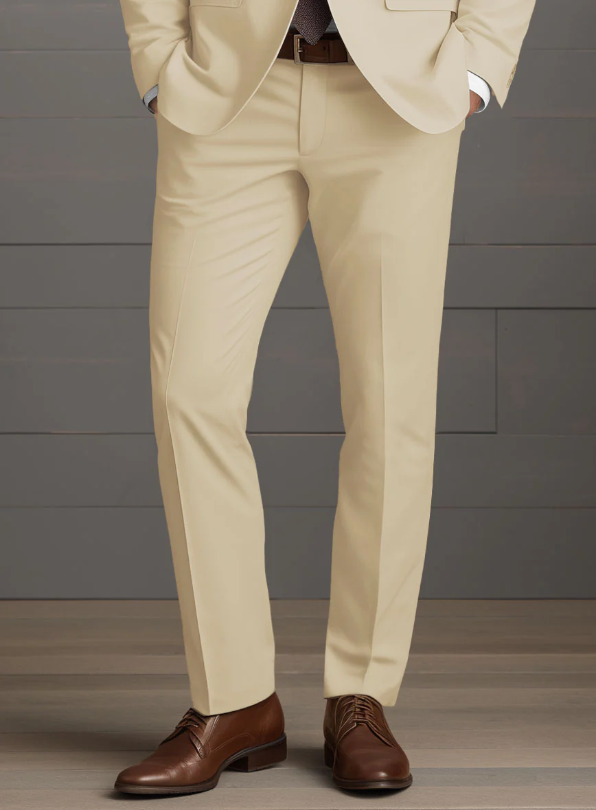 Beige Feather Cotton Canvas Stretch Pants - Image 2