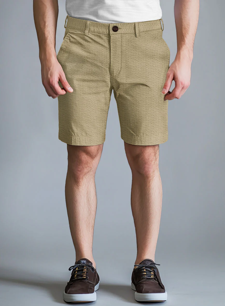 Beige Seersucker Shorts - Image 2