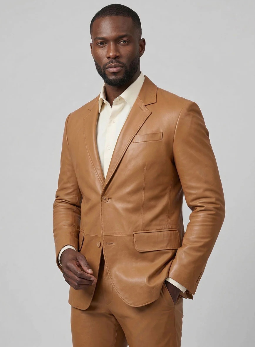 Bella Brown Leather Suit - Image 4