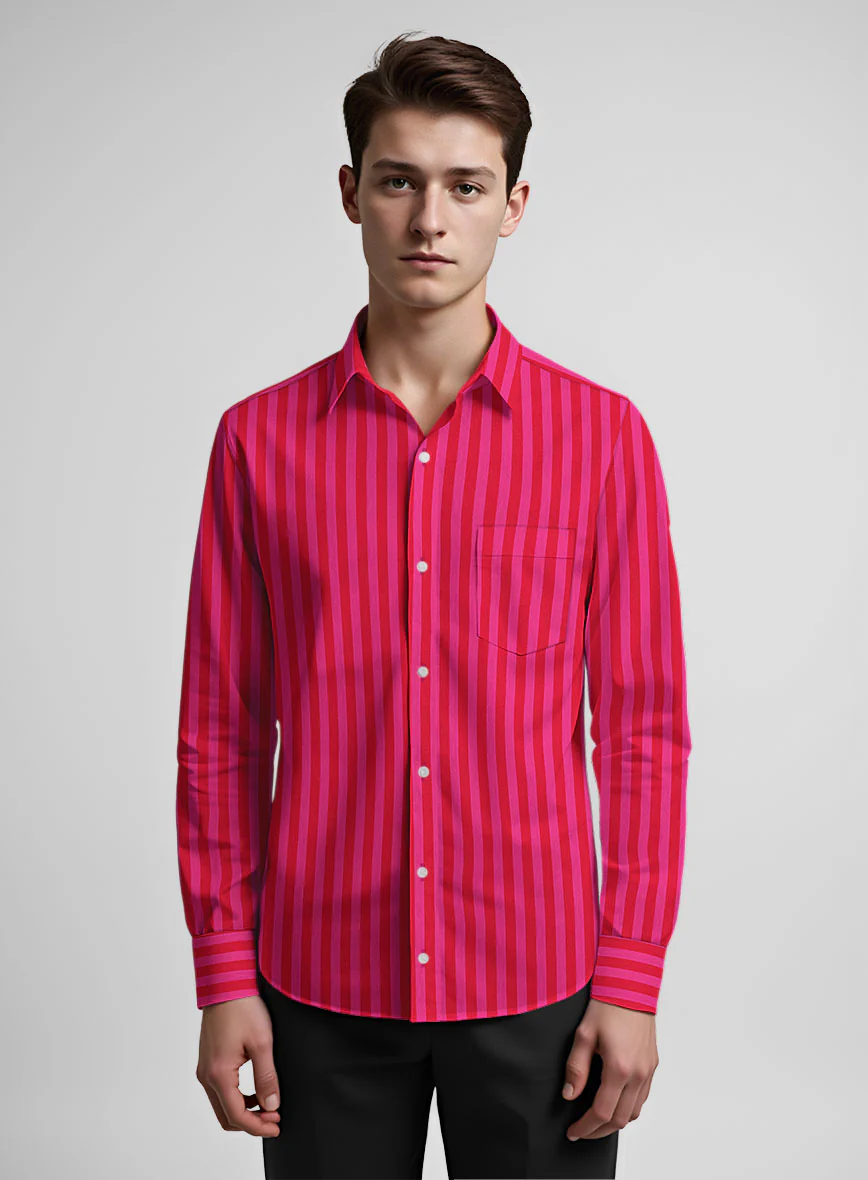 Berry Stripe Organic Cotton Shirt - Image 2