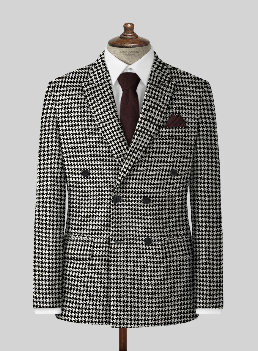 Big Houndstooth BW Tweed Double Breasted Suit - Image 6