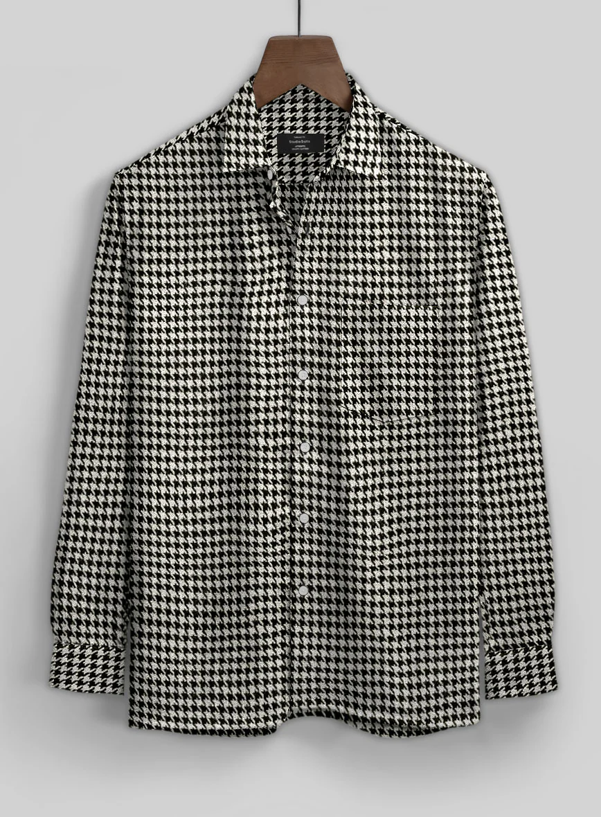 Big Houndstooth BW Tweed Shirt - Image 3