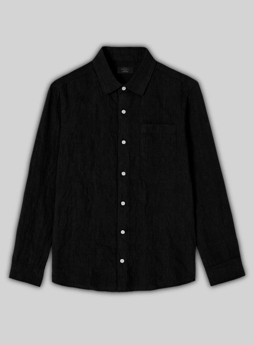 Black Cotton Linen Shirt - Image 4