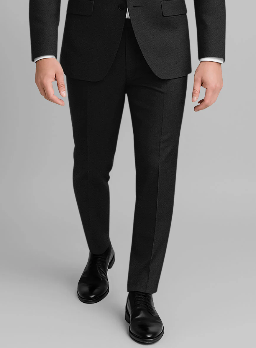 Black Cotton Power Stretch Chino Suit - Image 5