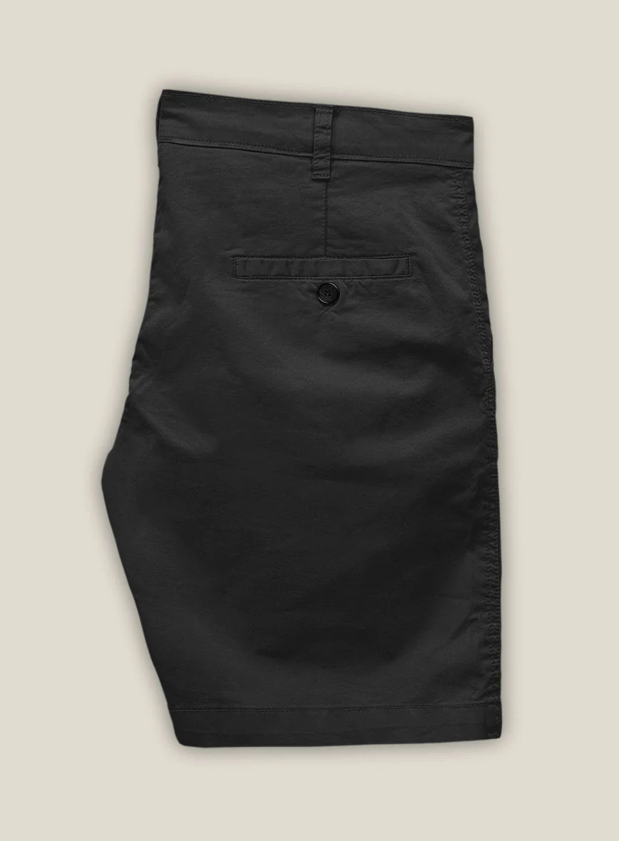 Black Feather Cotton Canvas Stretch Shorts - Image 2