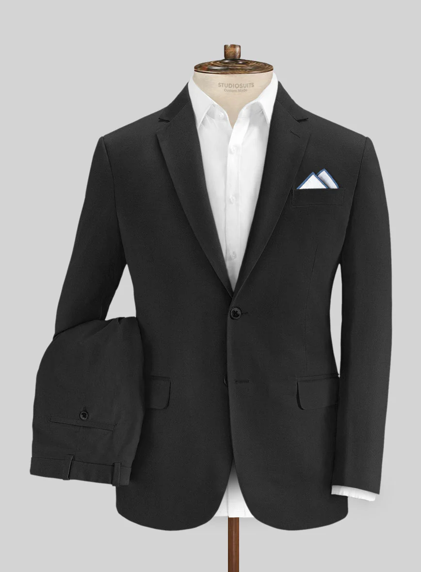 Black Feather Cotton Canvas Stretch Suit - Image 2