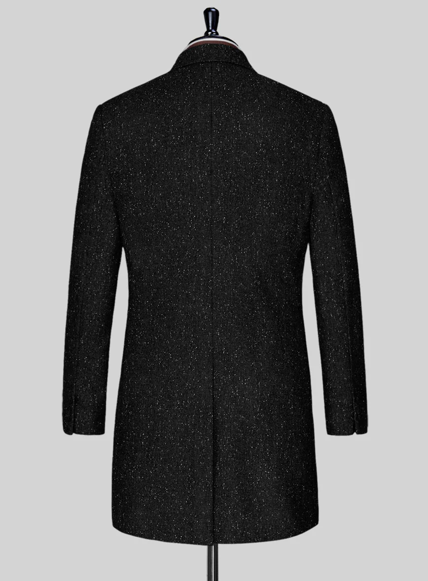 Black Flecks Donegal Tweed Overcoat - Image 3