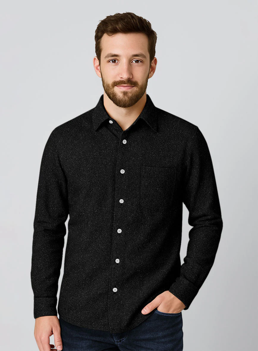 Black Flecks Donegal Tweed Shirt - Image 2
