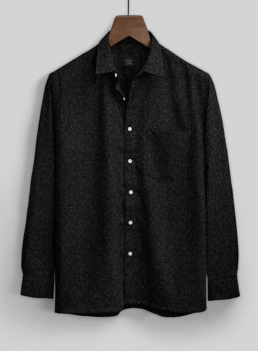 Black Flecks Donegal Tweed Shirt - Image 3