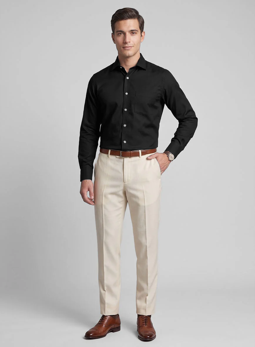 Black Herringbone Cotton Shirt - Image 4