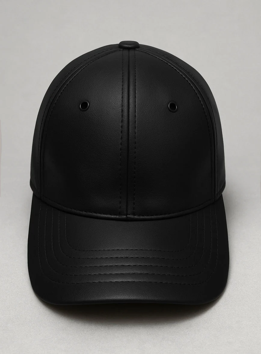 Black Leather Sport Cap - Image 3