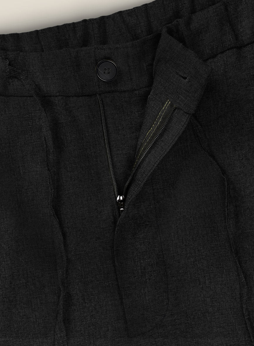Black Linen Shorts - Image 2