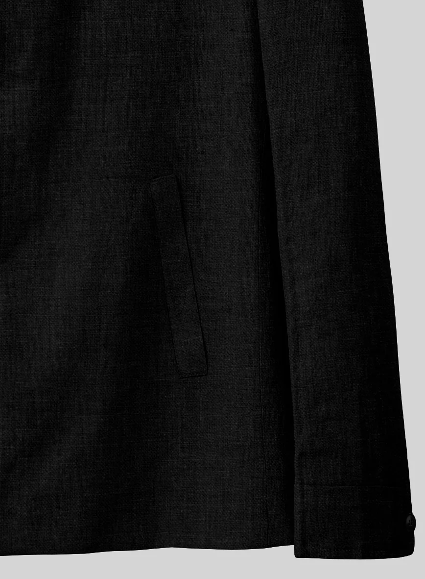 Black Linen Zipper Jacket - Image 4