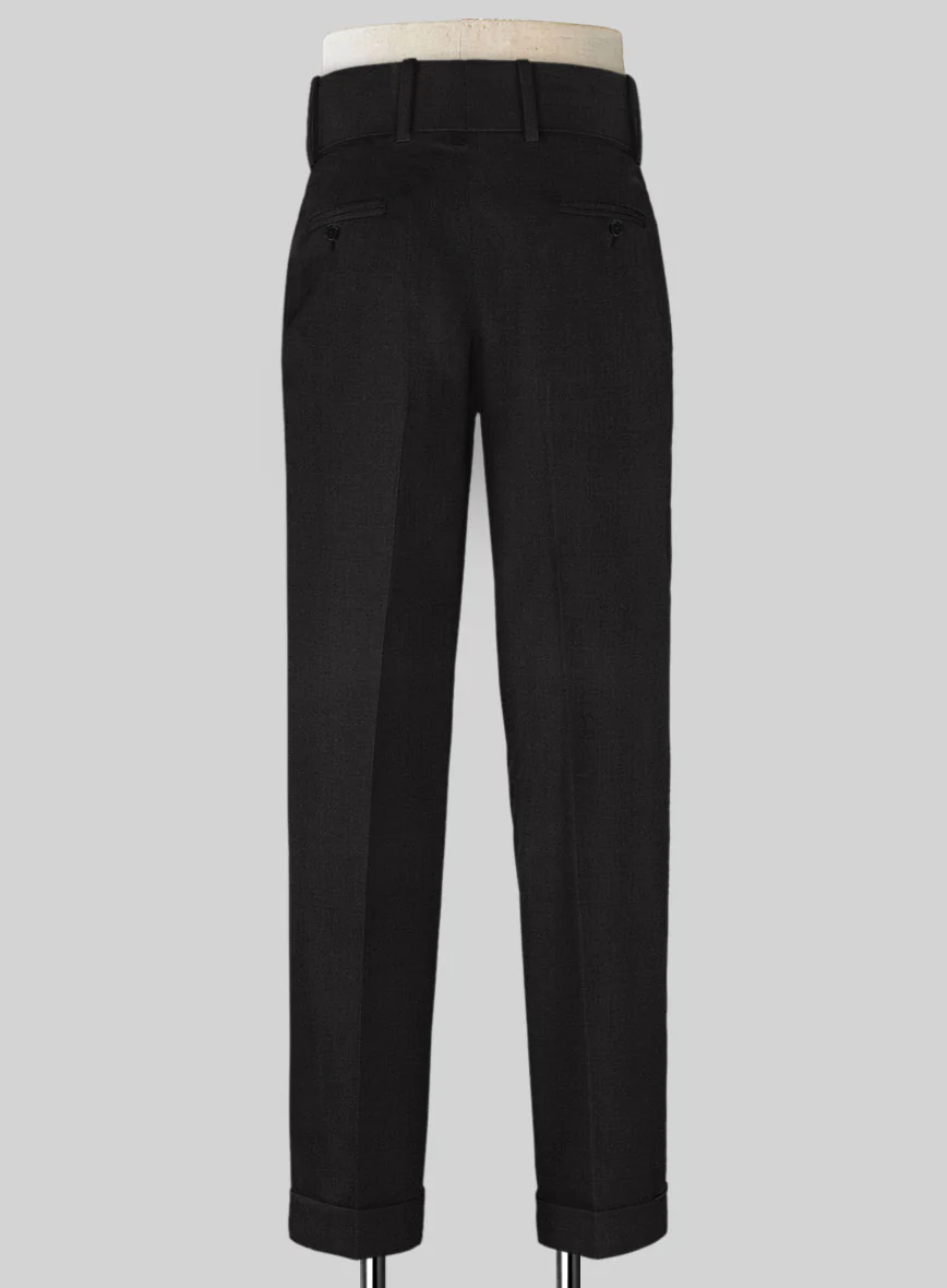 Black Merino Double Gurkha Wool Trousers - Image 2