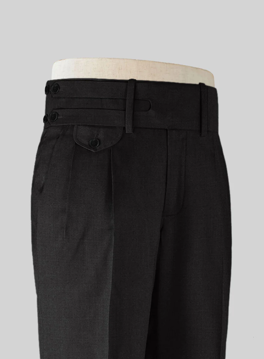 Black Merino Double Gurkha Wool Trousers - Image 3